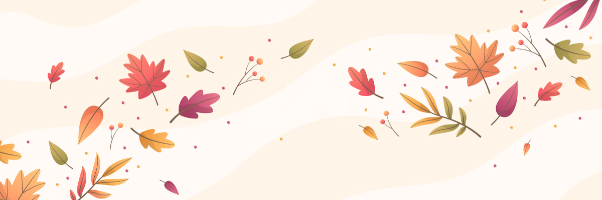 Banner with autumn leaves blowing in the wind.